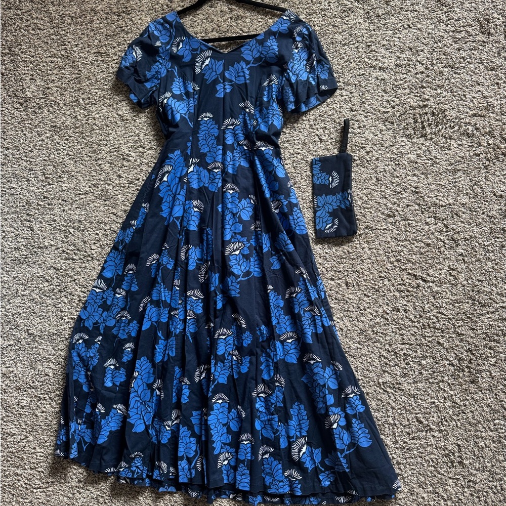 Sig Zane Navy and Blue Floral Maxi Dress